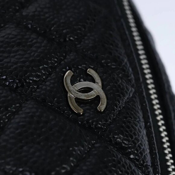 CHANEL Matelasse Hand Bag Grained Calf Skin Black CC Auth - Picture 10 of 16